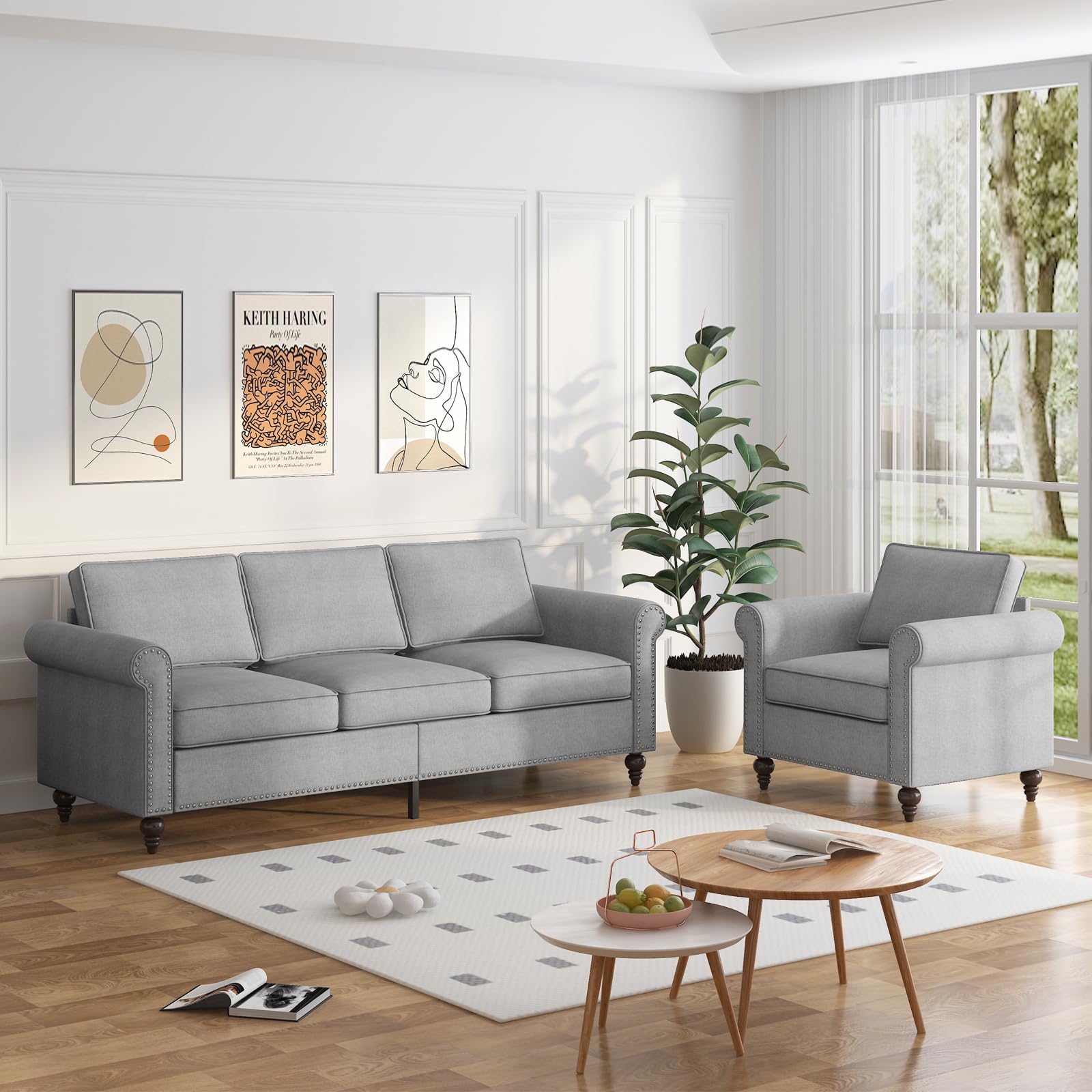 Amazon.com: Mjkone 2 Pieces Living Room Sofa Set, Sectional Sofa